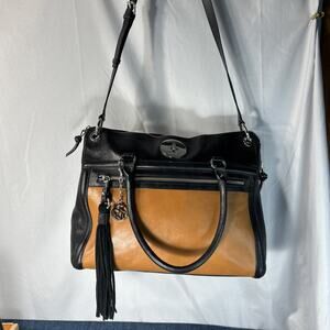 DKNY Paige Bicolor Leather Satchel Carryall Purse Donna Karan
